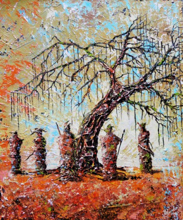 PYHÄ PUU, 2018, öljy kankaalle 55 x 46 cm